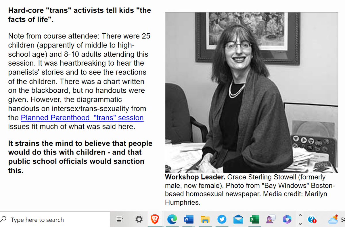 AmyContrada's tweet photo. #Transgender #indoctrination in Massachusetts, 18 yrs ago at #GLSEN-Boston 2005 conference: MtF director of #BAGLY: Grace Sterling Stowell led session. https://t.co/Ymfz8pCgVH
“There were 25 children (apparently of middle to high-school age) and 8-10 adults attending this session.” Panelists included pre-op and post-op trans individuals who told their stories. Ex: Panelist (bio male) Michelle: Since she's pre-op, she still has "...titties and a penis, so it's just more to play with."
Another history lesson courtesy @MassResistance.