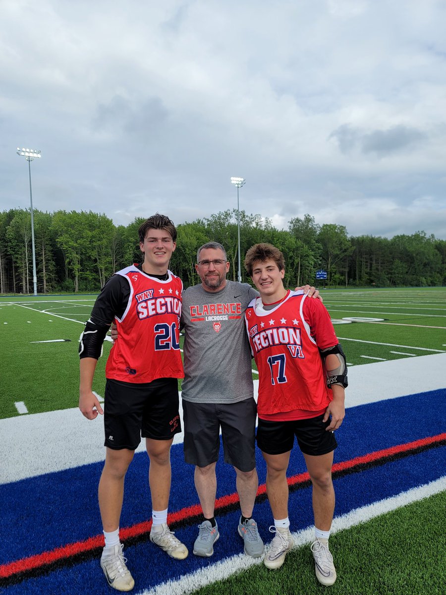 Great job tonight Dylan and Carter representing Clarence Lacrosse at the Exceptional Senior game. Thank you Newfane High School for hosting and Section 6 for putting it all together. @WNY_Lax