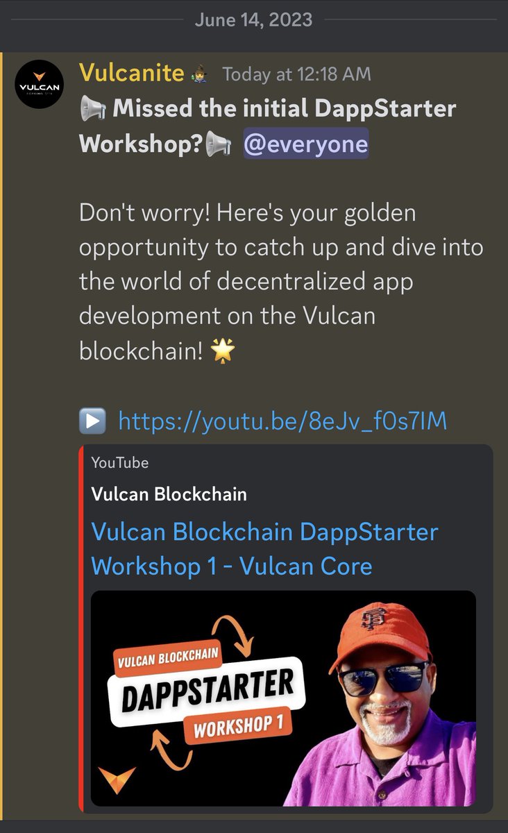 Vulcan Blockchain is progressing well. VULLISH 🔥🔥Let’s go. 
Check out the Vulcan Blockchain DappStarter Workshop.
Nik Kalyani, Vulcan Blockchain's lead developer, runs a workshop on creating dApps for Vulcan Blockchain using DappStarter. youtu.be/8eJv_f0s7IM
#vulcan #vul