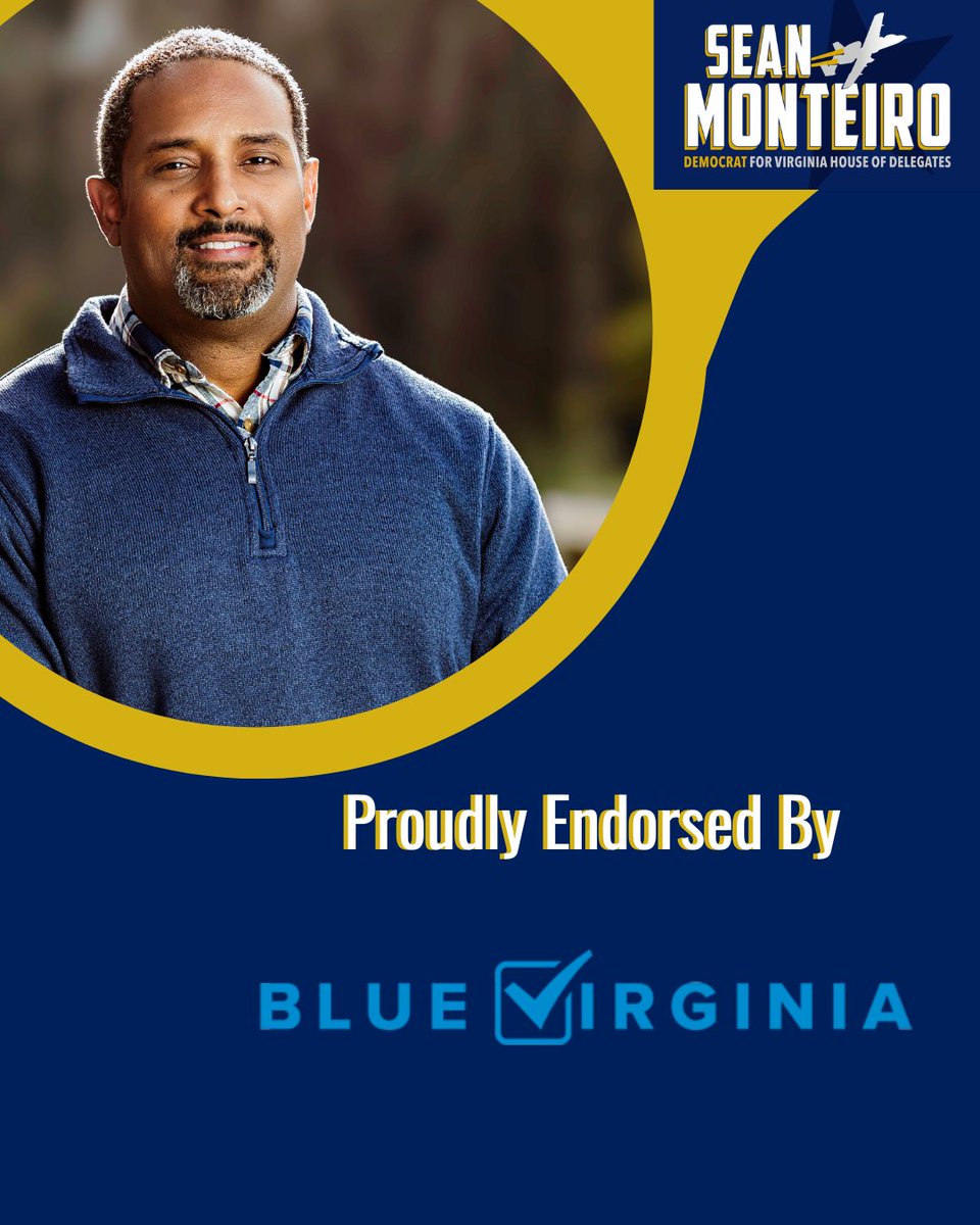 SeanforVirginia's tweet photo. I’m honored to receive the @bluevirginia endorsement! I am committed to progressive principles that will invest in our residents and environment, supports the labor movement to advance pro-union policies, and provide high-quality, low cost health care!
#SeanforVirginia https://t.co/nEMm61oPKn