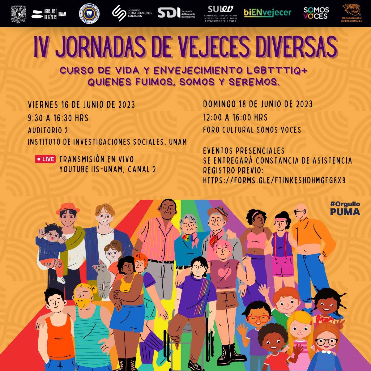 SomosVocesMX's tweet photo. #SomosVoces y el @IISUNAM te invitan a las IV Jornadas de Vejeces Diversas: Curso de vida y envejecimiento #LGBTIQ. Programa completo y registro en: https://t.co/0p4wjqMe1S
El domingo 18 de junio a las 12:00 @soyarturoarcos2 impartirá un taller de inclusión en #SomosVoces. 🌈🧓👵 https://t.co/PyMZZcuX3o
