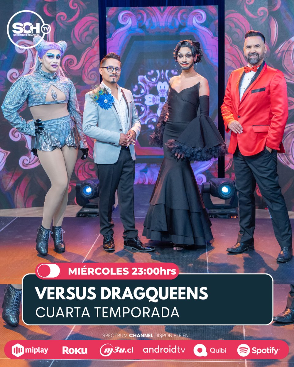 PRIDEtvLatam's tweet photo. 👑NOCHE DE MIERCOLES👑 Y Llega otro episodio de #versusdragqueens por Spectrum Channel.
Sintonízanos en todas nuestra plataformas hoy a las 23hrs.

#SpectrumChannel El Canal de todos los Colores 🏳️‍🌈❤️🏳️‍⚧️ https://t.co/c8lUVbj9O4