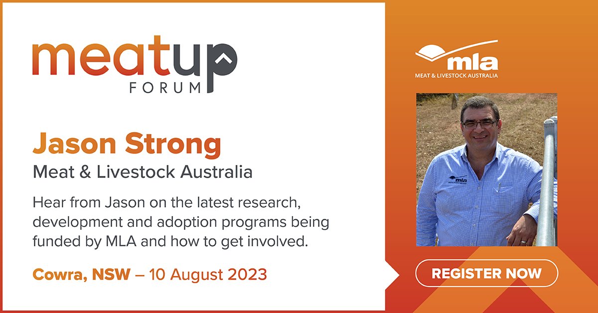 MLA Managing Director, Jason Strong will deliver the welcome address at the upcoming @meatlivestock Cowra #MeatUp Forum this August. The welcome address will also include a market update for sheep and cattle. Register here tinyurl.com/387dzckv