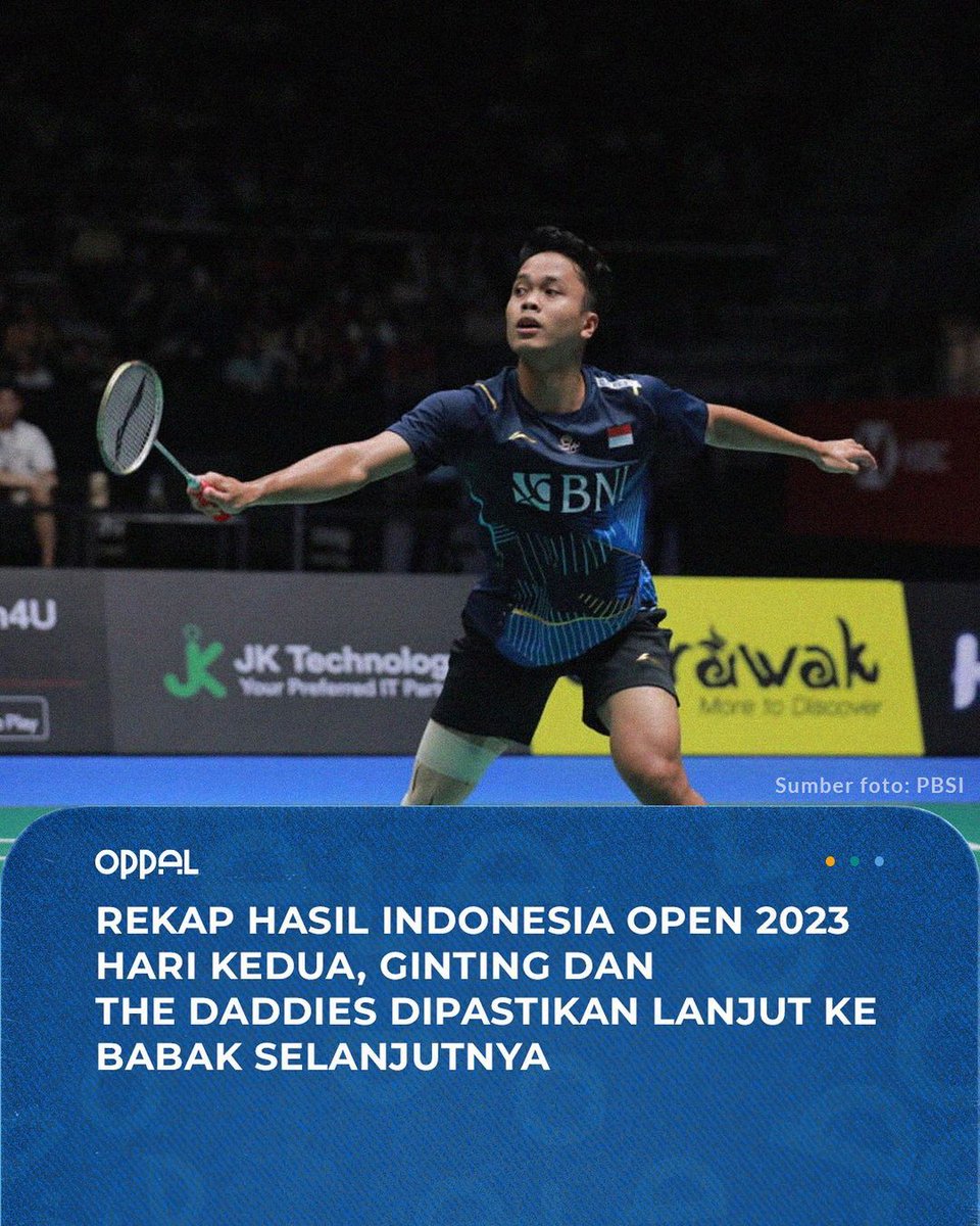 oppal_id's tweet photo. Update pemain Indonesia yang berhasil lolos ke babak 16 besar di hari kedua Indonesia Open 2023

Perjuangan mereka masih panjang gengs, yuk kita dukung sampai akhir!💪🏼🥳

#oppal #indonesiaopen2023 #badmintonina https://t.co/08Lj624Irx