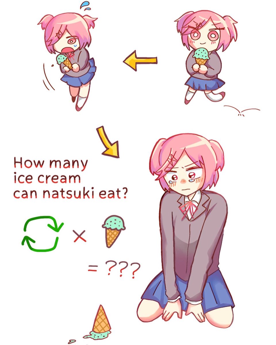 saizaki_utsugi's tweet photo. This is a drawing from when I did Natsuki's ice cream challenge. Thanks for all the ❤️&amp;♻️ back then!

#ddlc #DDLCfanart #DokiDokiLiteratureClub #DokiDokiLiteratureClubPlus https://t.co/dQN4GvwUQp