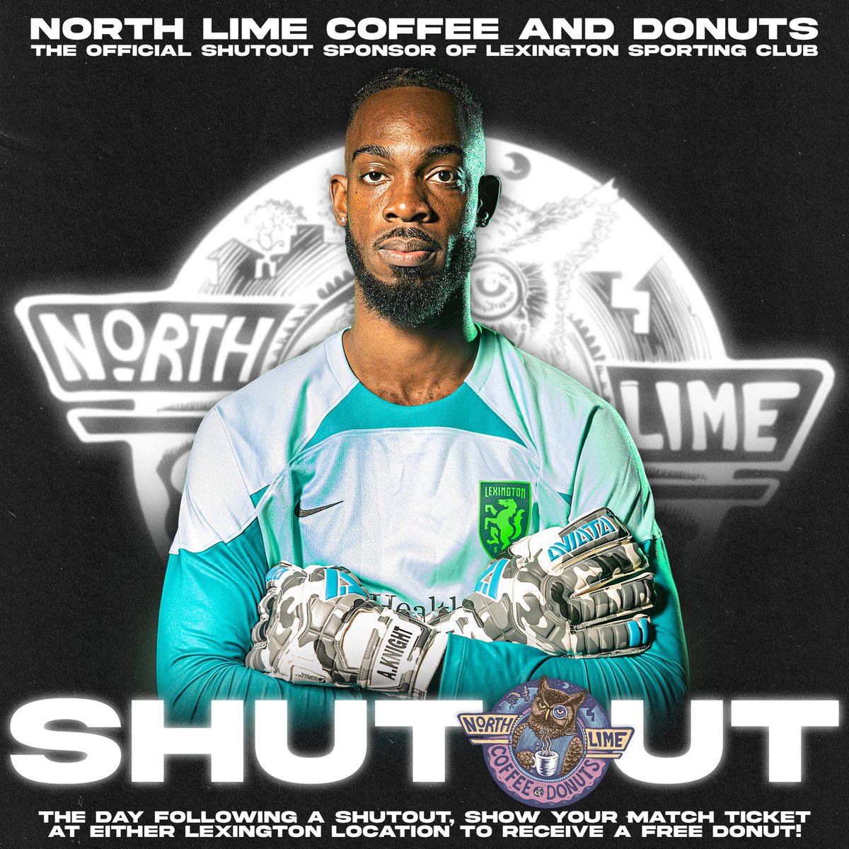 LexSporting's tweet photo. 3 points. Clean sheet. Free donut. Yes. Stop by either North Lime location tomorrow with proof of attendance to the game tonight for a free donut! https://t.co/cSYyNtXjJ2