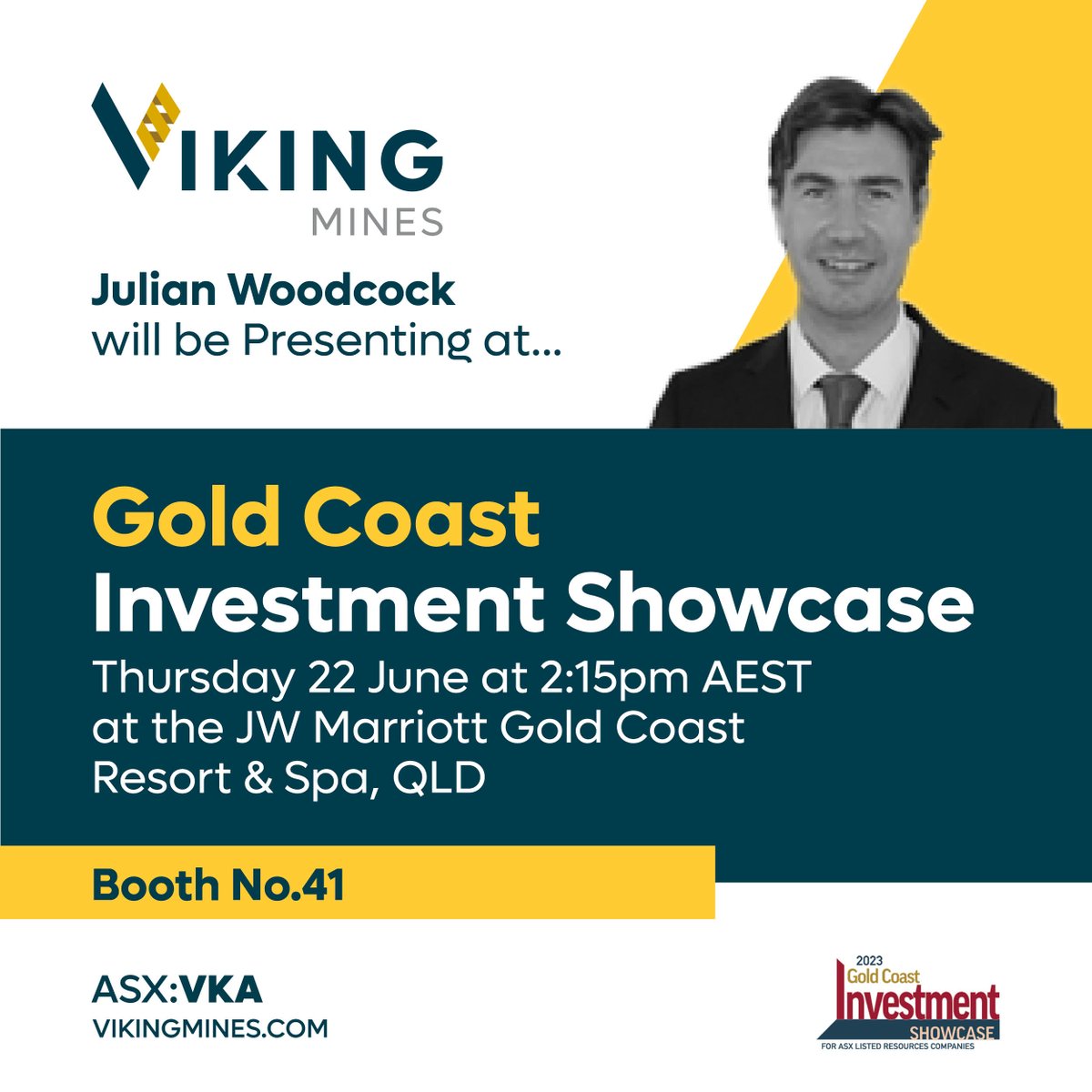 #GoldCoastIS23 is just one week away!

Julian Woodcock, $VKA.AX MD will be presenting at the conference on Thursday 22 June at 2:15pm AEST.

Register: bit.ly/3ByrUeK

Programme: bit.ly/3pOm4TV

#VKA #VikingMines #gold #vanadium #VRFB #ASX @VEvents_RIU