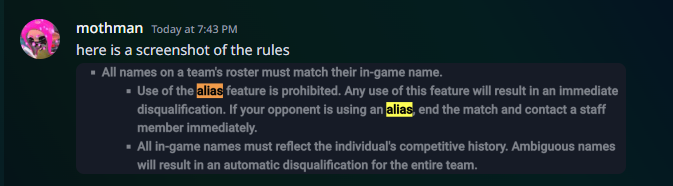 Jisha_spl's tweet photo. we got disqualified from sos, @AcroporaSpl decided to report nitro for having a star in his name. we shat on them 3-0, they got a screenshot on nitros stream of a star in his name that wasnt on the battlfy, and got us disqualified. this is the pettiest shit ever, shitty players https://t.co/zDUJHAFjy3