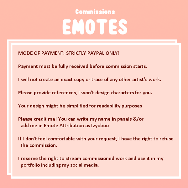 izypeachy's tweet photo. ✨COMMISSIONS OPEN!✨
Offering customized emotes for as low as 10 USD
For more info, please don't hesitate to DM me!

RTs are very much appreciated 🥰 https://t.co/mywCwHRxKZ