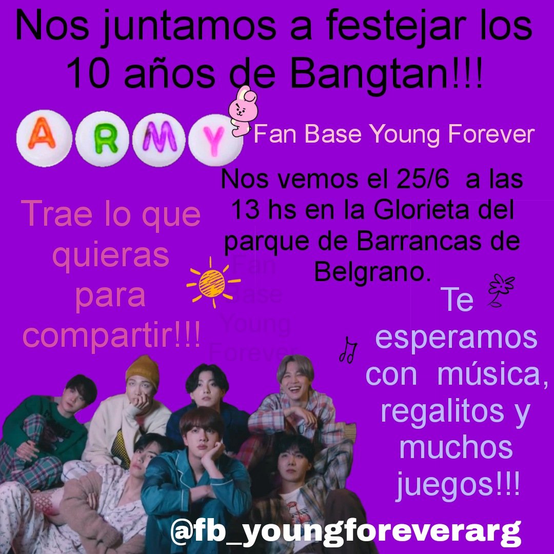 youngforever_fb's tweet photo. Armyyy nos juntamos por el 10 aniversario de @BTS_twt !!! #Army #armyargentina https://t.co/agX1K5PjYn