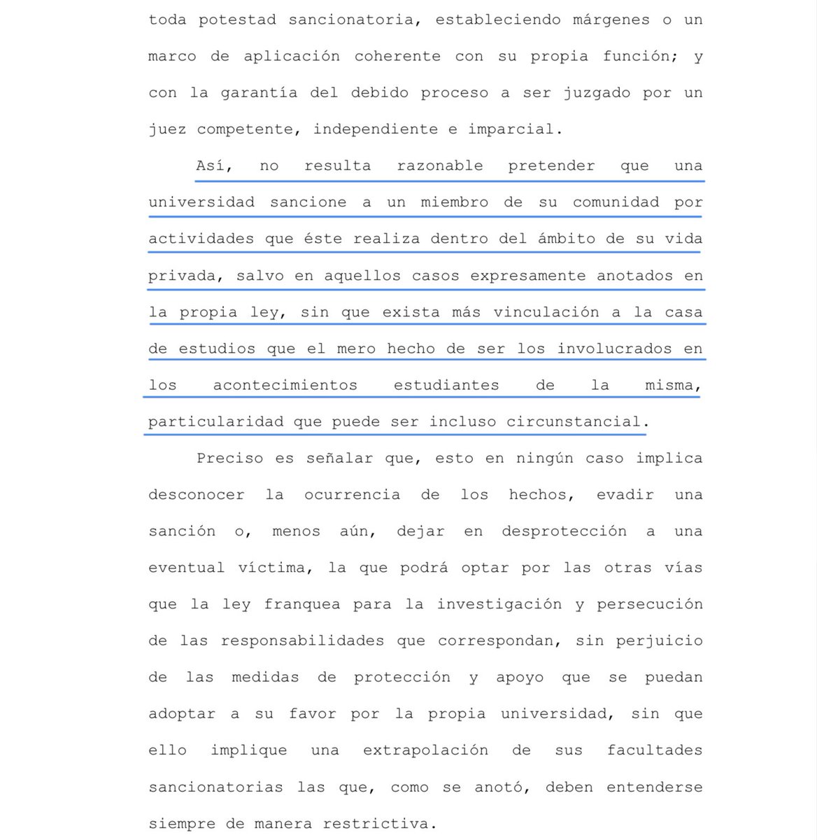 LLeguleya's tweet photo. CS (Rol 18199-2022 13.6.2023) Reitera: las universidades pueden investigar y sancionar hechos que se relacionen directamente con miembros de la comunidad y se relacionen con actividades desarrolladas en espacios académicos o de investigación. No puede sancionar por actividades que la comunidad realice en el ámbito de su vida privada