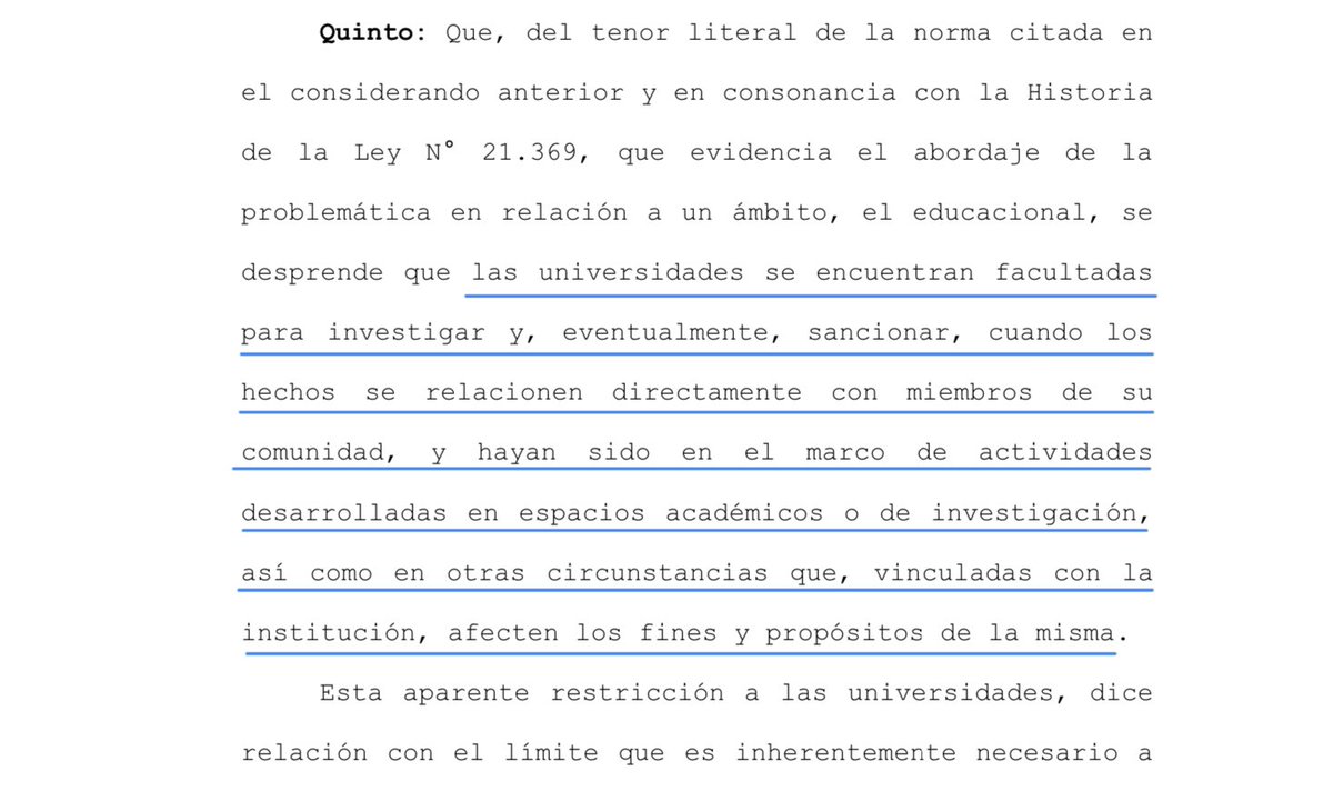 LLeguleya's tweet photo. CS (Rol 18199-2022 13.6.2023) Reitera: las universidades pueden investigar y sancionar hechos que se relacionen directamente con miembros de la comunidad y se relacionen con actividades desarrolladas en espacios académicos o de investigación. No puede sancionar por actividades que la comunidad realice en el ámbito de su vida privada