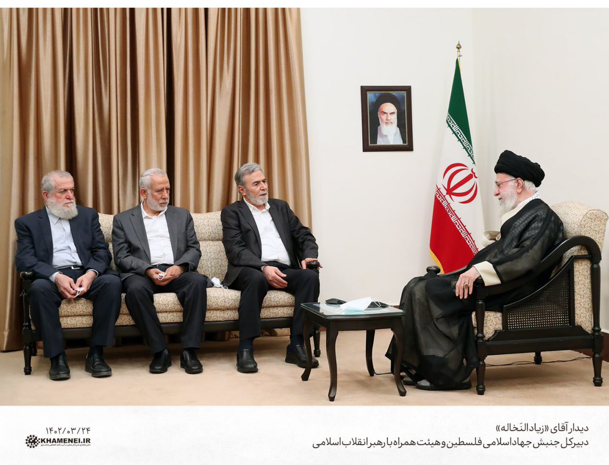 od1DXz77v3aDPNz's tweet photo. عاجل 
رئيس حركة الجهاد الاسلامي القائد زياد النخالة والوفد المرافق يلتقون قبل قليل الامام السيد علي الخامنئي
طهران على خط تصعيد المقاومة 
والتشاور مع الحلفاء بخصوص خطط تصعيد الكفاح في الضفة الغربية وصمود القدس 
والدفاع عن الاقصى المبارك https://t.co/vqF4L8IuH1