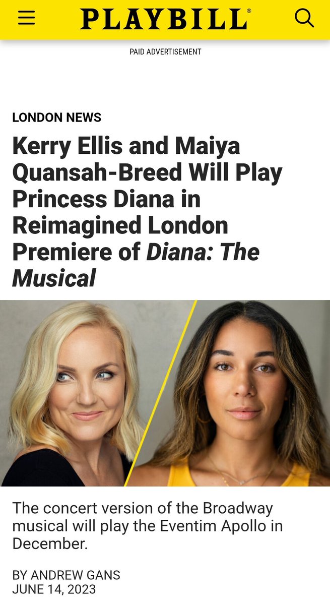 Check it out!! @dbdavidbryan And @joedipietronyc making a splash in London with Diana! playbill.com/article/kerry-…