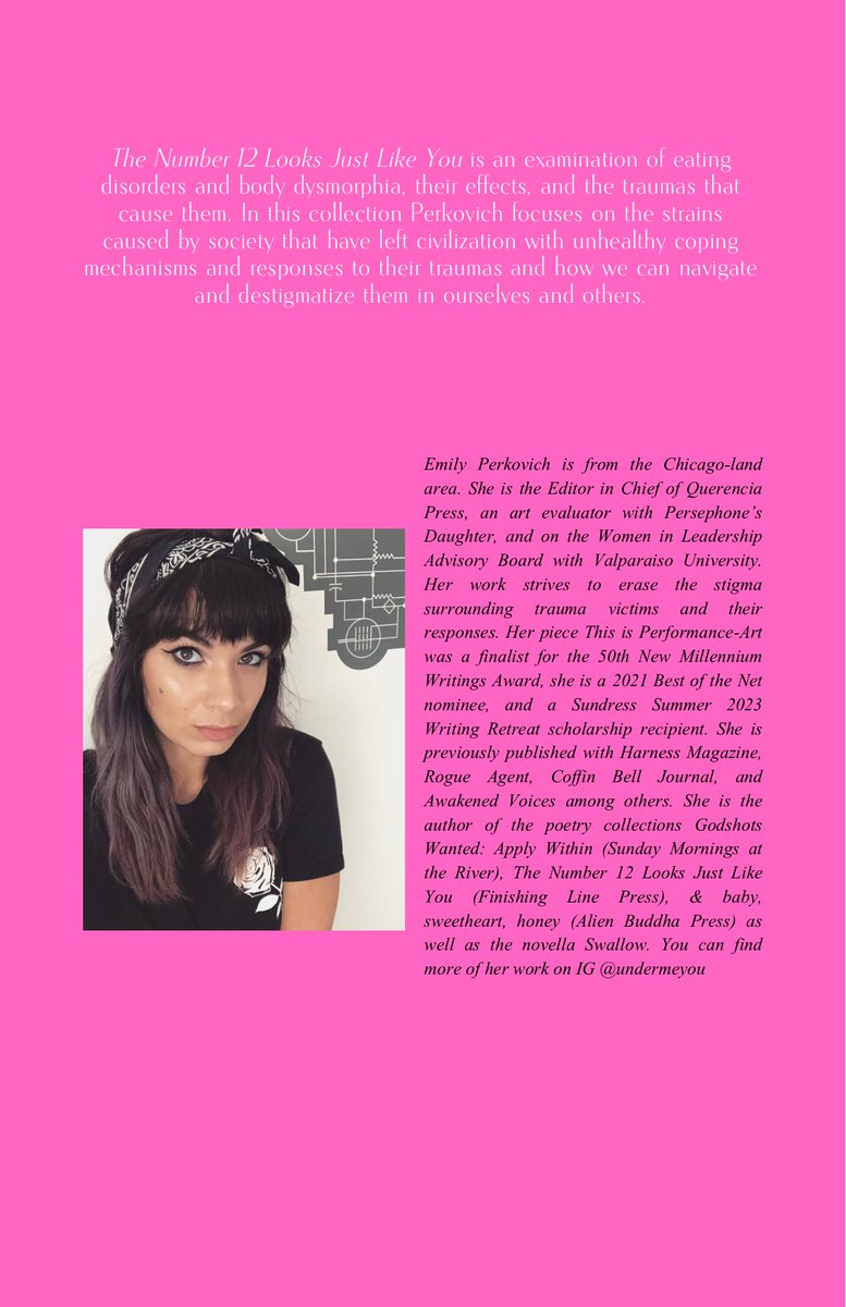 emily_perkovich's tweet photo. I have a chapbook about eating disorders and body dysmorphia coming soon from @FLPress - this is the back because the front is a surprise 🙃💖 https://t.co/w9SP7S74MD