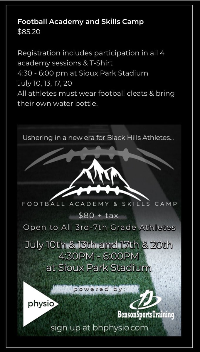 Great Opportunity to develop football skills for the youth groups. Led by local coaches and <a href="/bensonsportstrn/">Benson Sports Training</a> and Physio Performance.