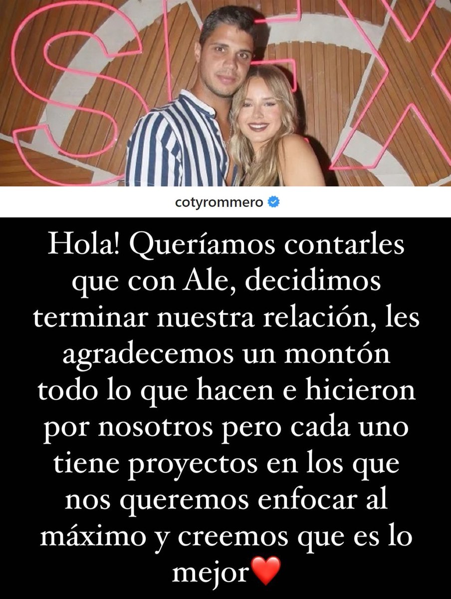 "Coty":
Por la historia que publicó en Instagram