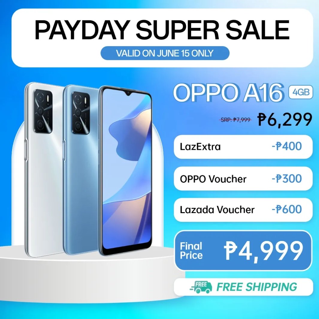 Lhay24's tweet photo. TODAY LANG ITO SALE ❗
OPPO A16 4|64GB 🛒⤵️
🔗 https://t.co/I8J0CjAfG7
🔗 https://t.co/I8J0CjAfG7

#LazadaPH
#LazFlash https://t.co/2hf27wAMWY