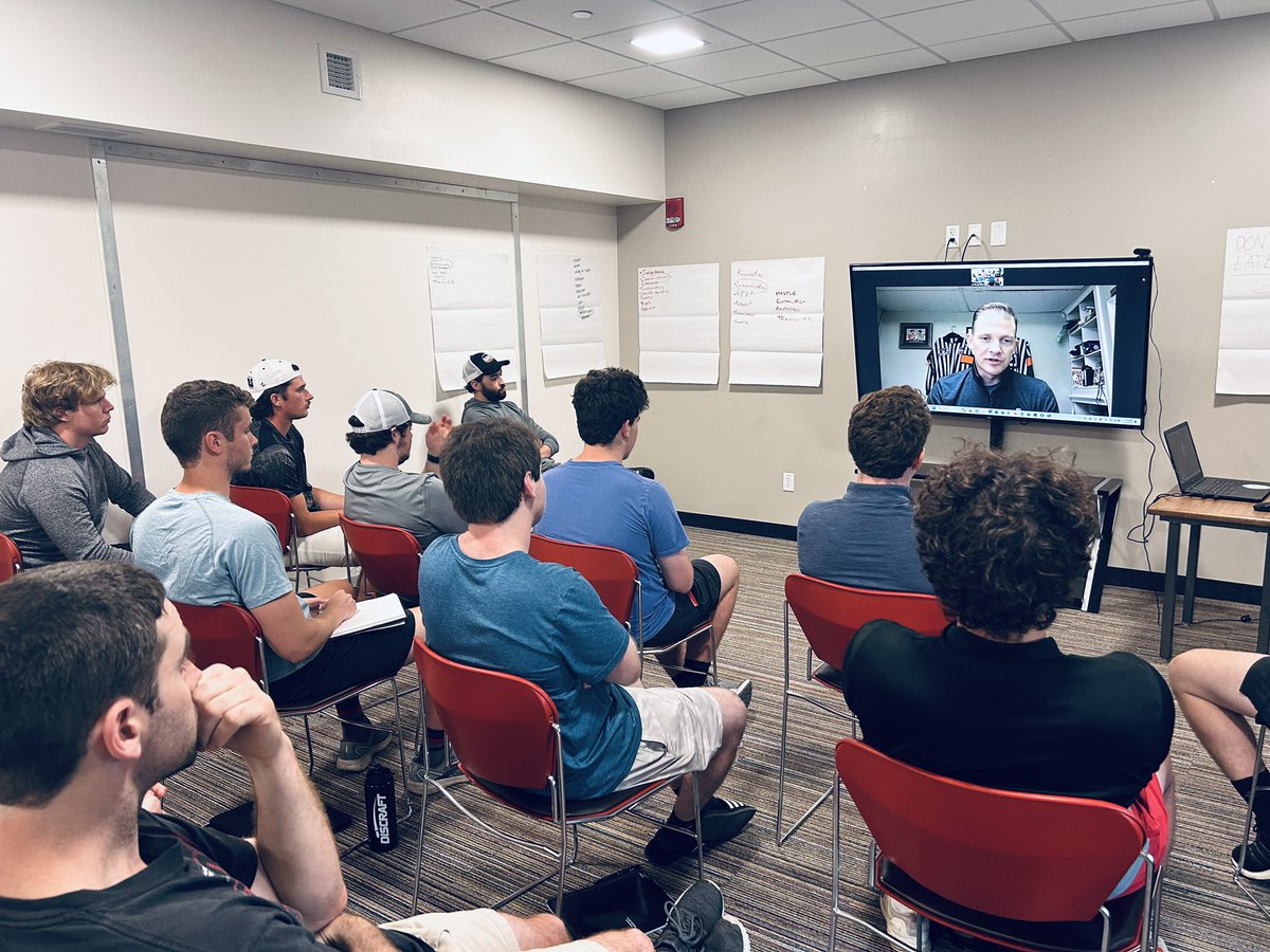 Our evening #teambuilding session started with a Zoom presentation on the importance of teamwork by <a href="/TheNCHC/">The NCHC</a> referee, Joe Sullivan. Sully was part of the NCHC crew that worked the 2023 <a href="/NCAAIceHockey/">NCAA Ice Hockey</a> Frozen Four Championship game. #cdofficiatingexperience #refereedevelopment