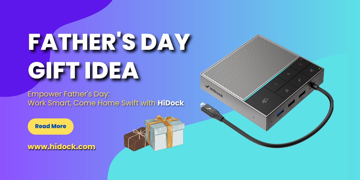 Hi_Dock's tweet photo. Stuck on Father's Day gift ideas? 
Let's help Dad work smarter and be home sonner with HiDock Speakerphone! 

#FathersDay #FathersDay2023 #fathersdaygift #fatherdaughter #Jbl #conference #business #Productupgrade #productreview https://t.co/vJniZJfQuU