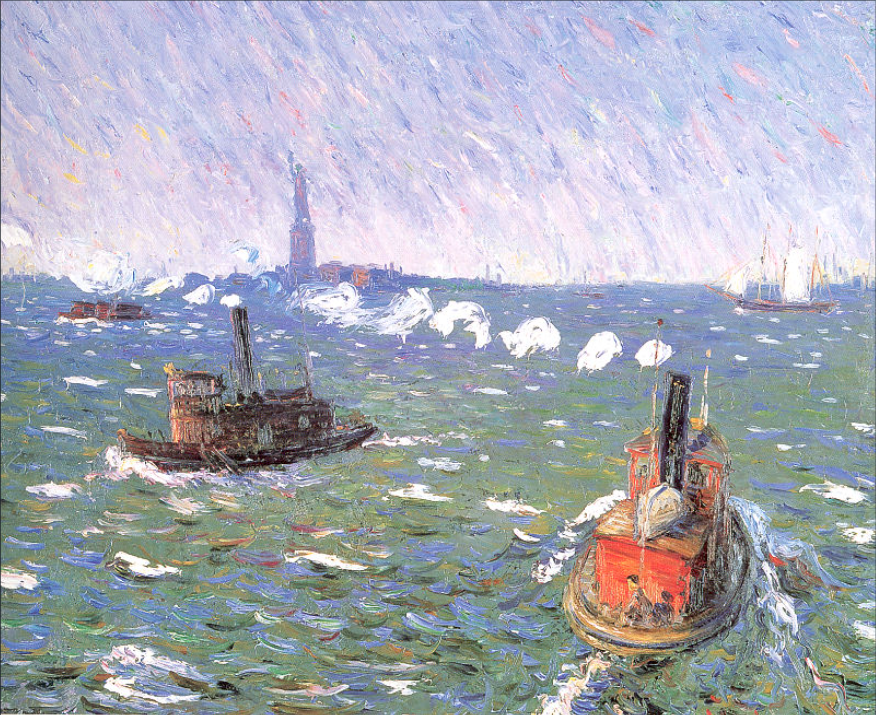 William James Glackens
Breezy Day, Tugboats, New York Harbor