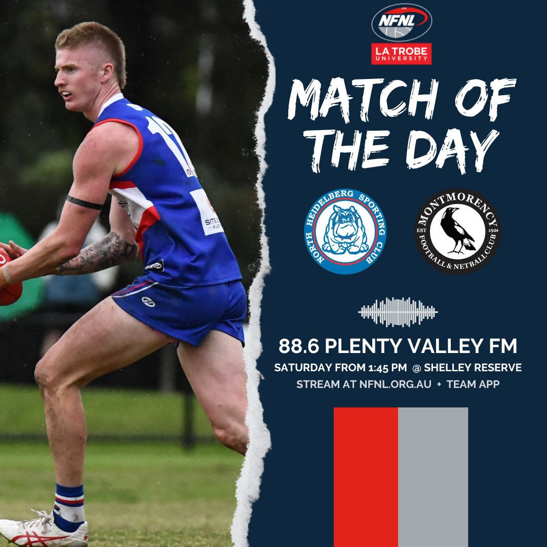 northernfnl's tweet photo. Hear a broadcast of the huge @MelbourneGreys Division 1 clash between North Heidelberg and Montmorency on @PlentyValleyFM
 
➡️ https://t.co/LepjkPqTvF https://t.co/ZgpXKJzBQb