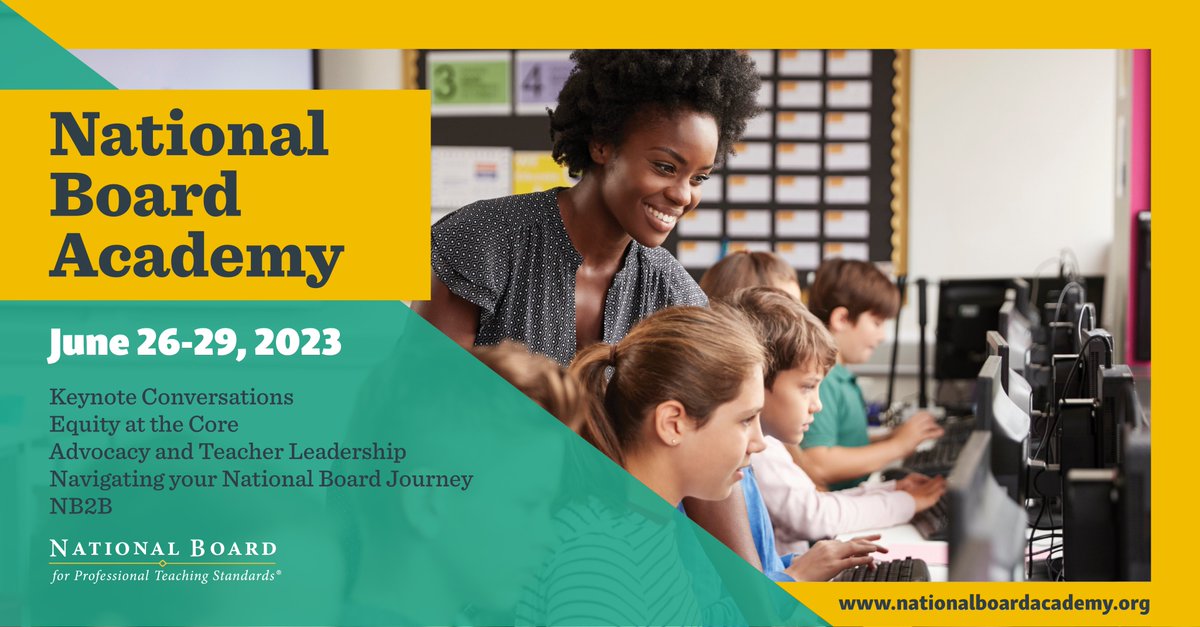 I am excited to be part of Exploring Tools for Your National Board Journey on June 28, 2023 at 3:30 PM EST as part of the @NBPTS #NBAcademy. Learn more about this free, four-day virtual conference open to all educators: nationalboardacademy.org
Hope to see you there!!