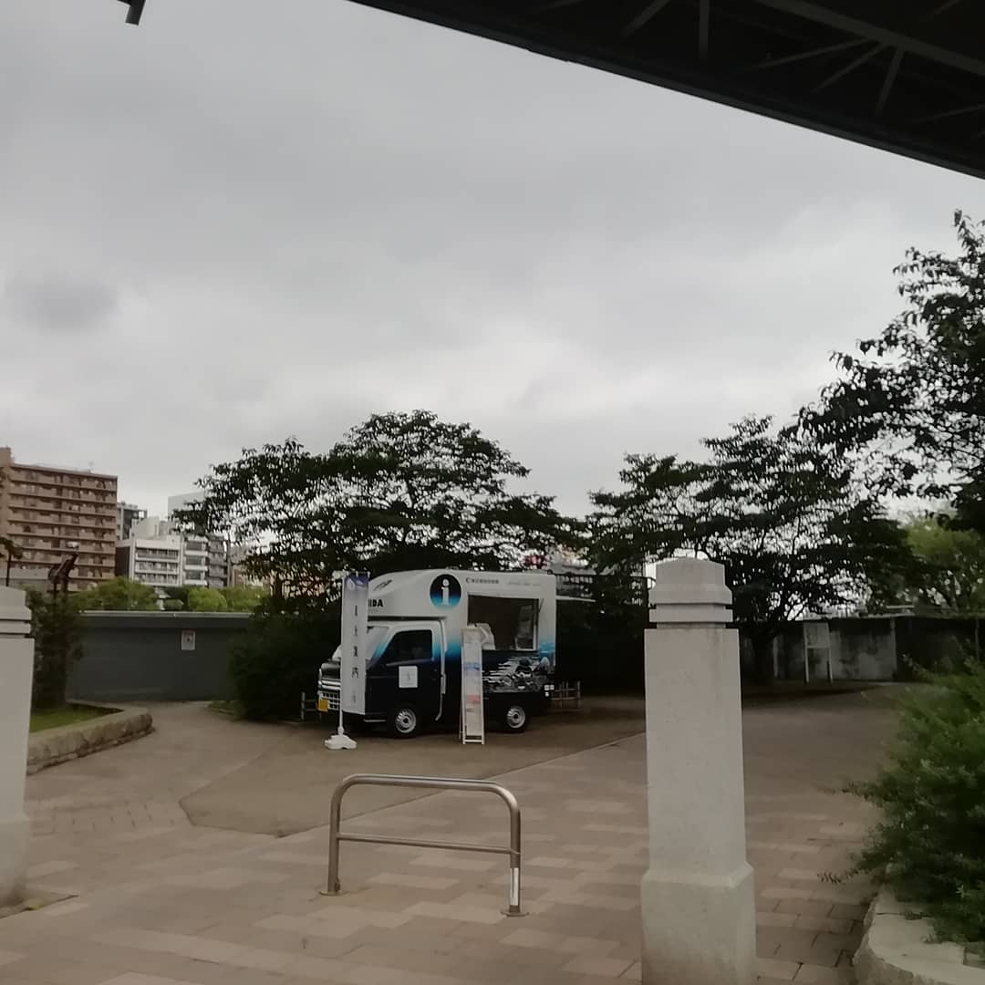 sumidapromocar's tweet photo. 隅田公園すみだリバーウォーク近くに
来ております。曇り空の下、アカンサスの
花がひときわ元気に咲いてます。 https://t.co/CUjhWOrmnl