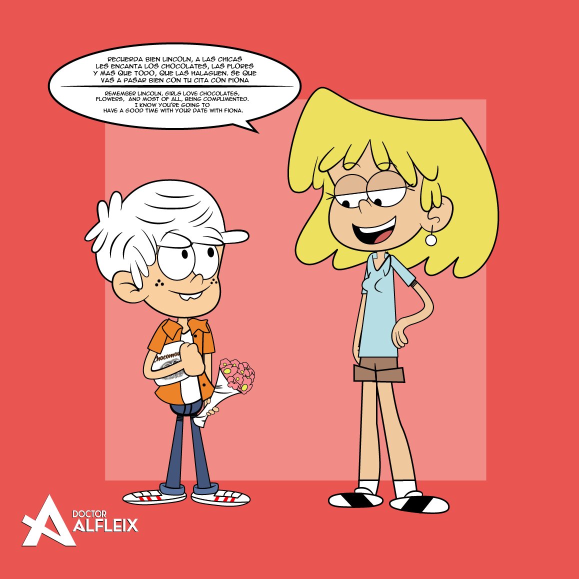 Lori ayudando a su hermano de como llevarse bien con su cita. Lori