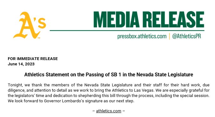 CaseyAPratt's tweet photo. #Athletics issue a statement that neglects to mention Oakland or Bay Area fans who are devastated right now. Completely classless and tone deaf. https://t.co/BvmTaYtxfj