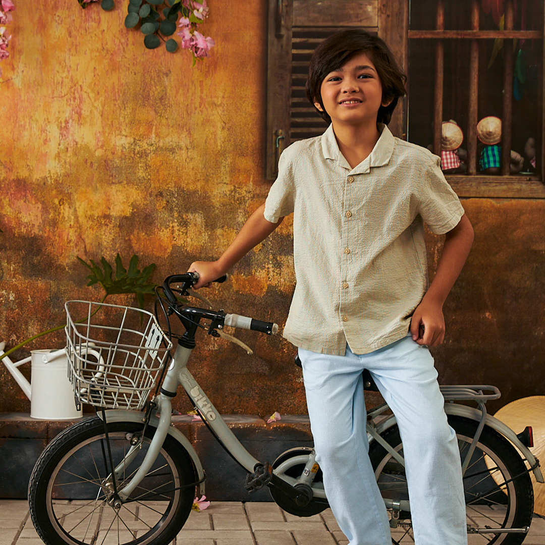 GingersnapsPh's tweet photo. Riding my bike through summer 🚴‍♂️ with my stitched gingham shirt &amp; linen drawstring pants! 👖 

#gingersnapsph #gingersnapssummer https://t.co/1d2XruRc5f