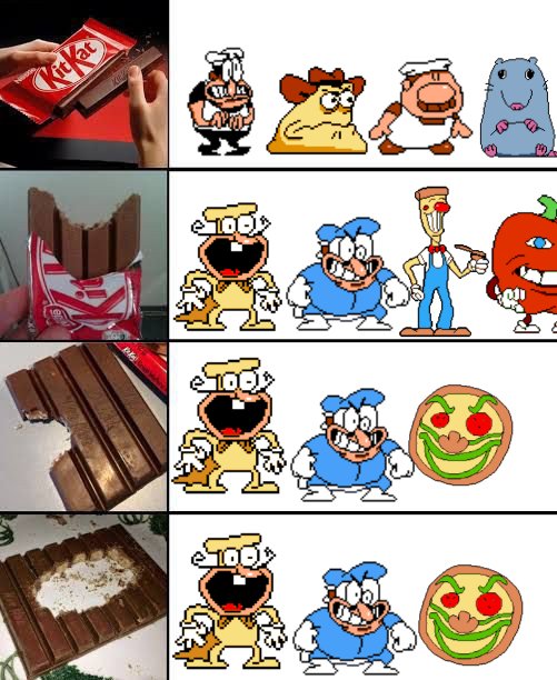 This is how pizza tower characters eat a fucking kit-kat (including pizzano) 
#pizzatower #peppino #gustavo #pepperman #thenoise #pizzahead #pizzaface #sugaryspire #pizzano