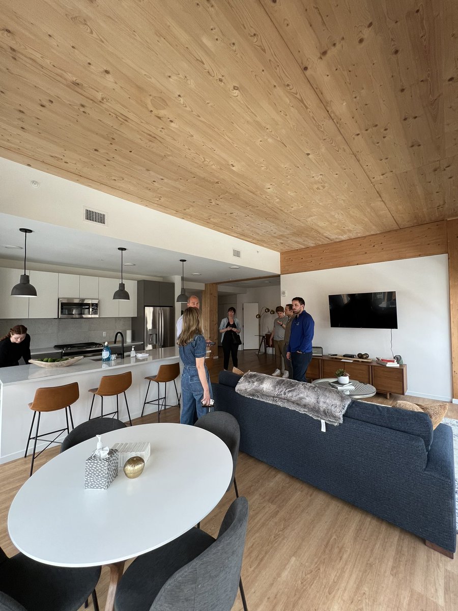 adammsmi's tweet image. Enjoyed a great tall mass timber building tour at @IntroCLE with our @synecdochedesig team and our construction managers for our Ann Arbor project today. 500k sf of residential, 8 stories of timber on a concrete podium. Brilliant design and construction.