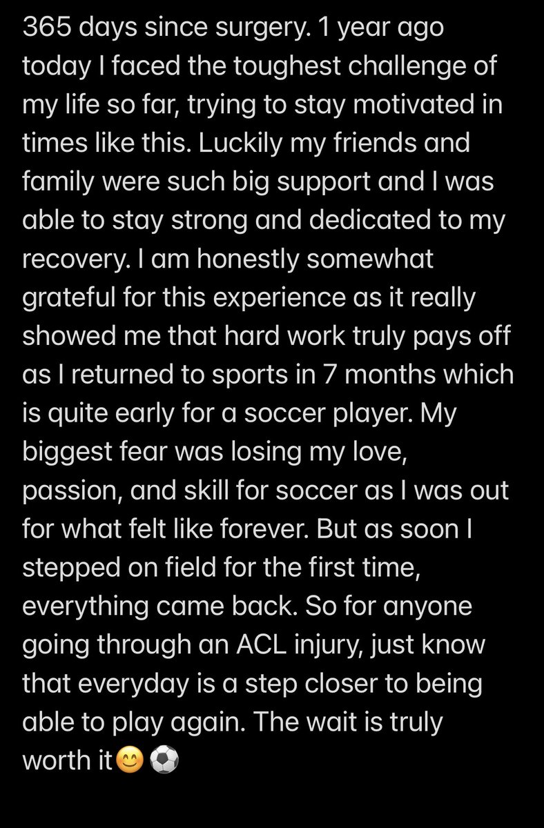 Today marks a year post op on my ACL. Read below for inspiration and motivation through your injuries as well❤️