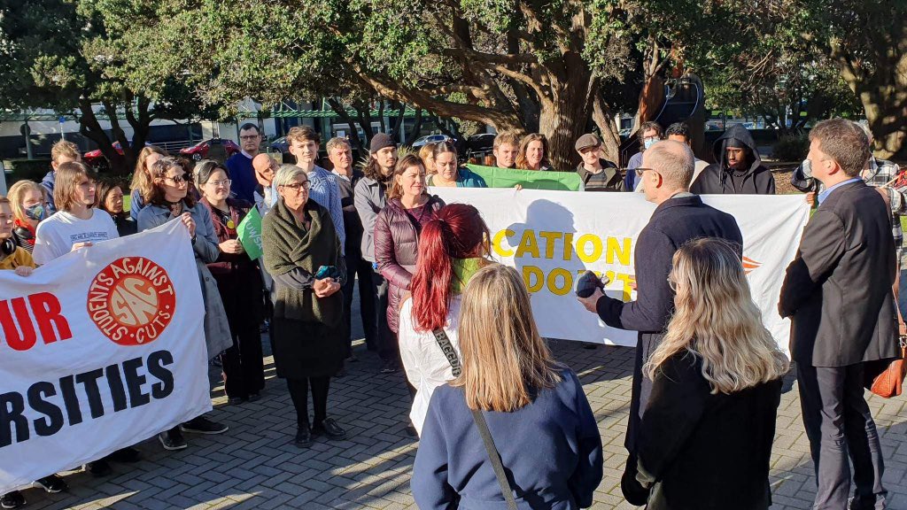 Today at parliament! <a href="/WellingtonUni/">WellingtonUni</a> VC Nic Smith joined us and @VUWSA to present our open letter on the future of tertiary education to MPs. You can read and sign the open letter here: savingtertiary.nz