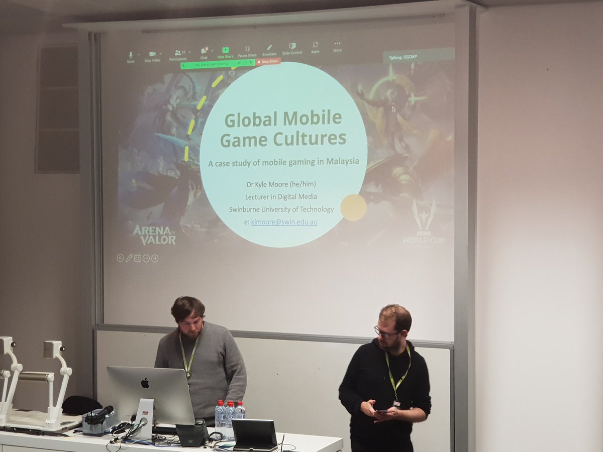 jemztones's tweet photo. post lunch session "the gaming business" chair @BRKeogh with @christydena on "Right Relations in Games Events &amp; Funding", @kylejmoore on "Global Mobile Game Cultures" and @Nir_yezi &amp; Shengyu Liu on "Becoming Transversal and Interface: the works, approaches of Sunset Sway" #gsoap https://t.co/uVVjPPiEjv