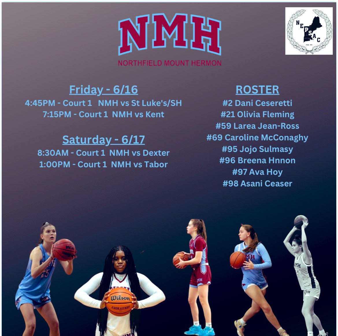 Excited to compete in the @NEPSGBCA showcase this weekend with my @NMH_Hoops family. 👀 our schedule.