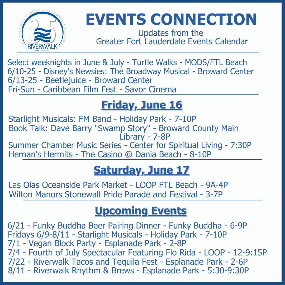 Riverwalk Fort Lauderdale on Twitter "Events Connection Update from