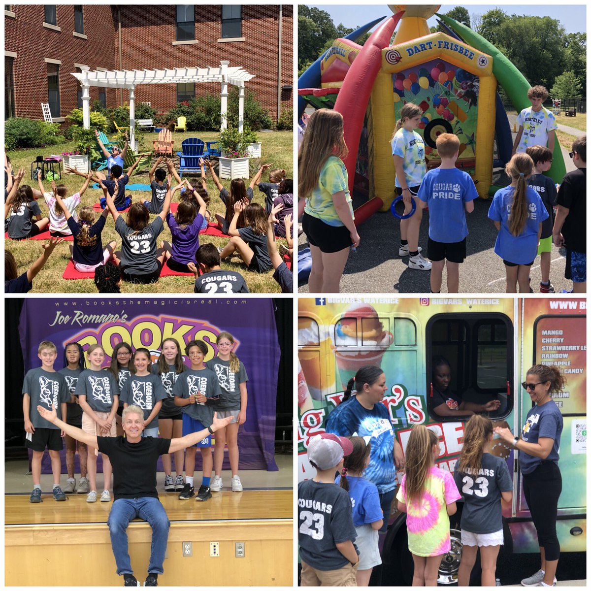 CoebournES's tweet photo. @coebournES Celebration Day was filled with games, magic, fitness and food. #YogaInTheGarden ☮️
#BooksTheMagicIsReal 📚#CherryOrLemon🍒🍋
#SoMuchMore🌈🦄
#CelebrationDay2023 🎉#CougarPride @PennDelco https://t.co/efc6t8CO0S