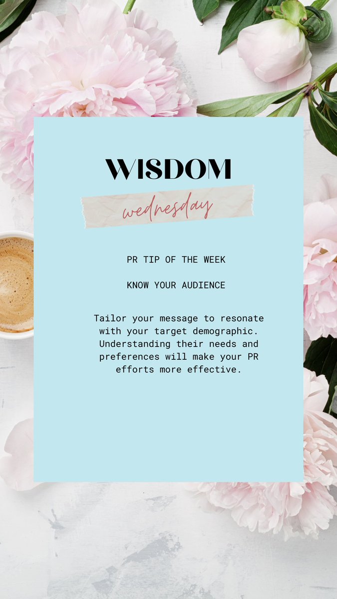 MonarcPr's tweet image. 🌟 Wisdom Wednesday: PR Tip of the Week

#WisdomWednesday #PRTip #publicrelations  #KnowYourAudience #TargetAudience #MarketingTips #PRStrategy #MonarcPR