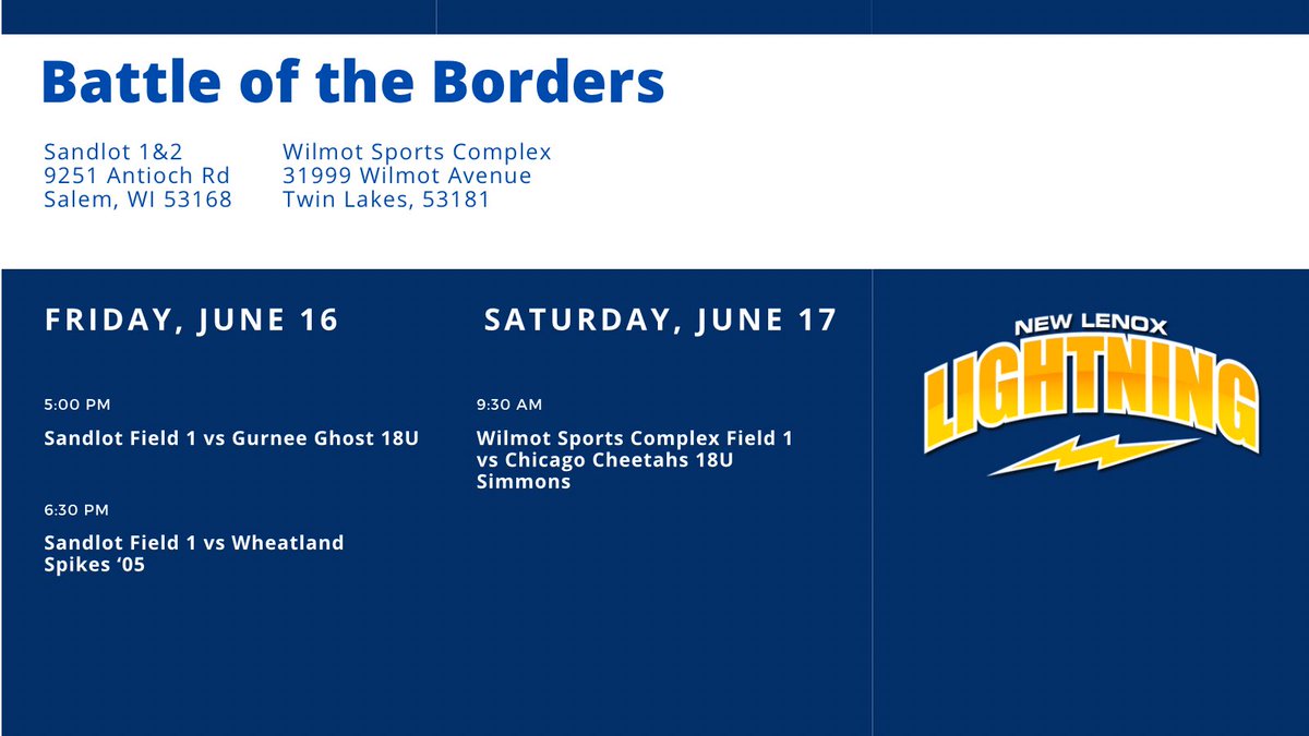 Happy Wednesday! We’ll be heading to Wisconsin this weekend for the Battle of the Borders! Schedule below 👏🏻⚡️