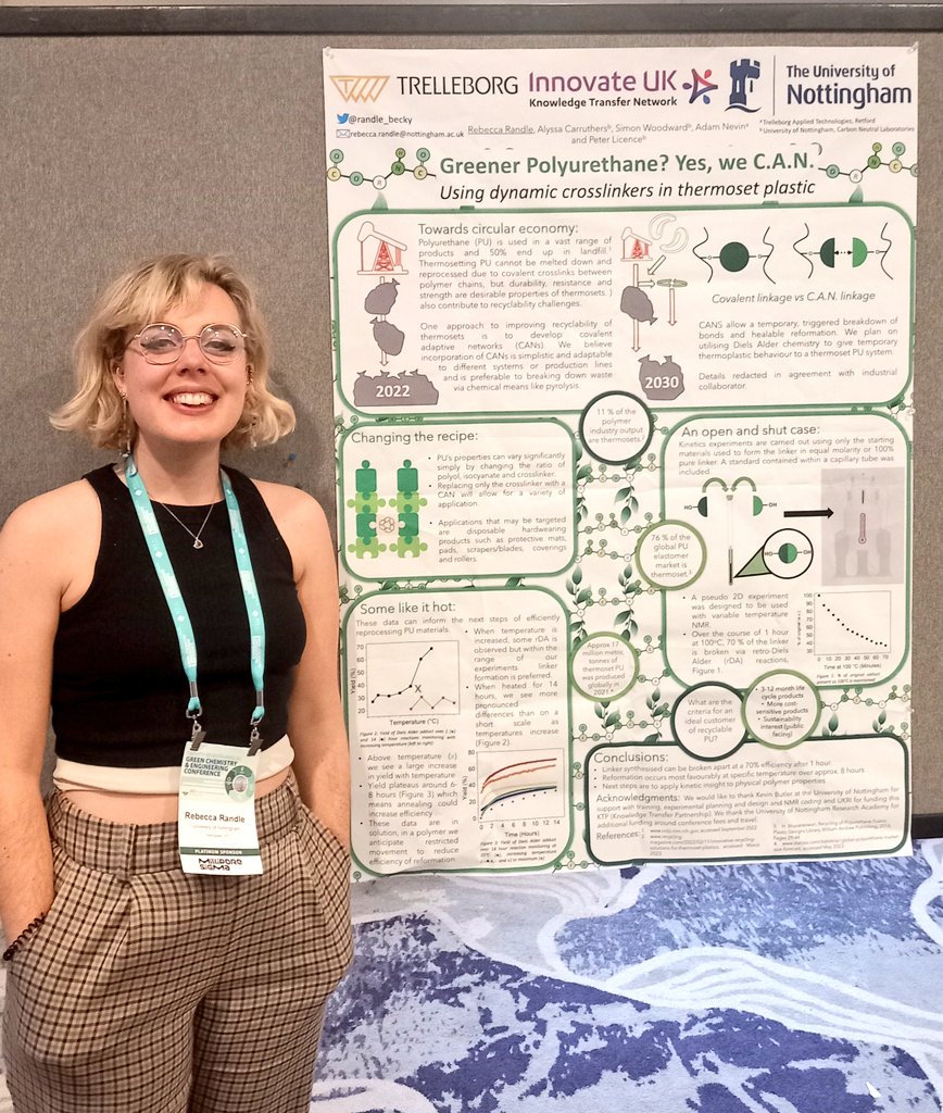 #gcande 

Was great to present my poster showing work during the @ChemistryUoN and @TrelleborgGroup collaboration through @KTNUK KTP programme #GreenChemistry #KTP