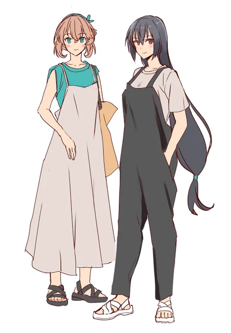 おでかけサロペット長門とキャミワンピむっちゃん