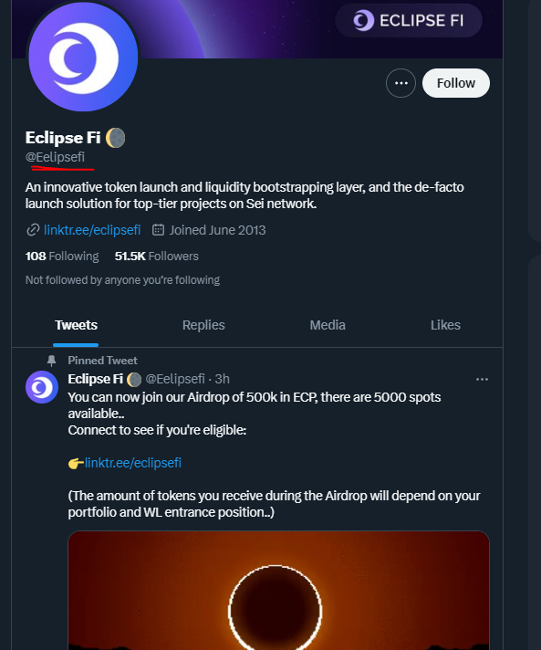 Eclipsefi's tweet photo. It's come to our attention that multiple botted accounts are popping up and inpersonating Eclipse Fi.

Please be really careful and avoid interacting with non-official platforms https://t.co/Ik9U3UgQyj