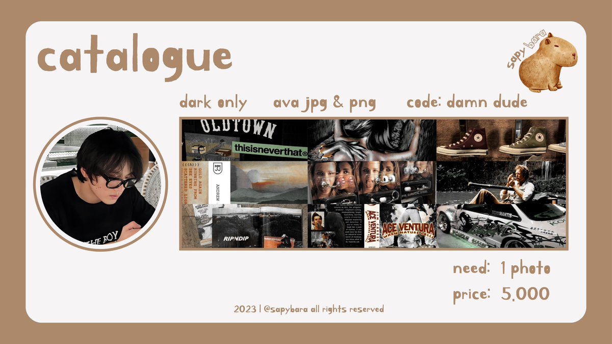 sapybara's tweet photo. Bismillahirrahmanirrahim, Help RT? 

selamat pagi! hari ini aku TERIMA ORDERAN untuk katalog MOODBOARD: DAMN DUDE. yang berminat boleh DM aja nanti aku kasih formnya! aku terima orderan sampai dirasa cukup ya, nanti kalau sudah tutup bakal aku update! #zonauang https://t.co/uK5hhcmPmH
