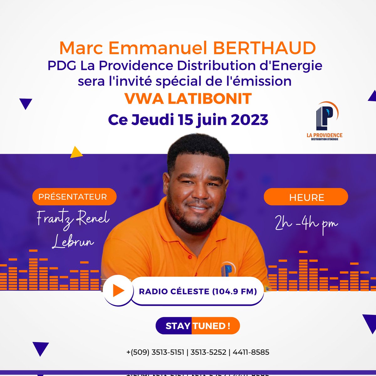 Je serai l'invité spécial de l'émission VWA LATIBONIT présentée par Frantz Renel Lebrun ce jeudi à 2hres pm sur la 104.9 fm stéréo (radio celeste). J'interviendrai sur l'implication de la jeunesse dans l'entrepreneuriat, défis&amp; enjeux‼️
#entrepreneur #entrepreneurship #Jeunesse