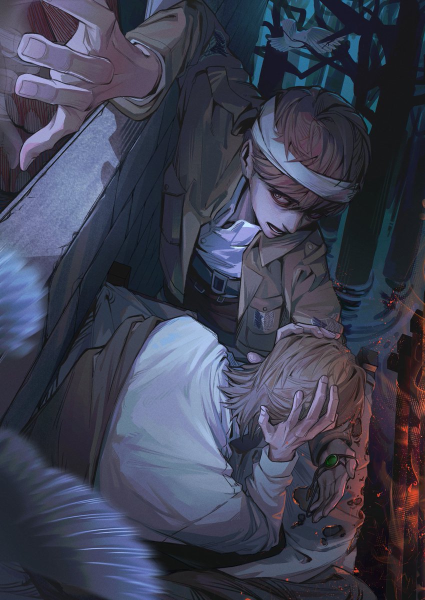 #aot
#flochforster
#JeanKirstein
A commission painting about Floch and Jean！It was painted about a year ago( *ˊᵕˋ)✩︎‧₊