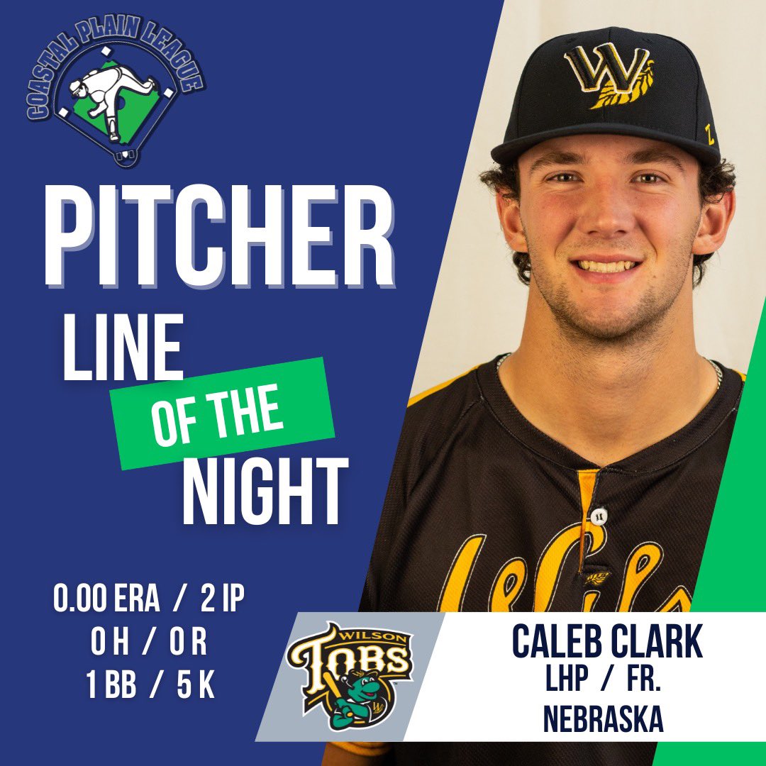 Coastal Plain League (@cplbaseball) on Twitter photo <a href="/WilsonTobs/">Wilson Tobs</a> sweep Lines of the Night! Scott Mackiewicz ( <a href="/ToledoBaseball/">Toledo Baseball</a> ) and Caleb Clark (?@Husker_Baseball ) <a href="/WilsonTobs/">Wilson Tobs</a> sweep Lines of the Night! Scott Mackiewicz ( <a href="/ToledoBaseball/">Toledo Baseball</a> ) and Caleb Clark (?@Husker_Baseball )