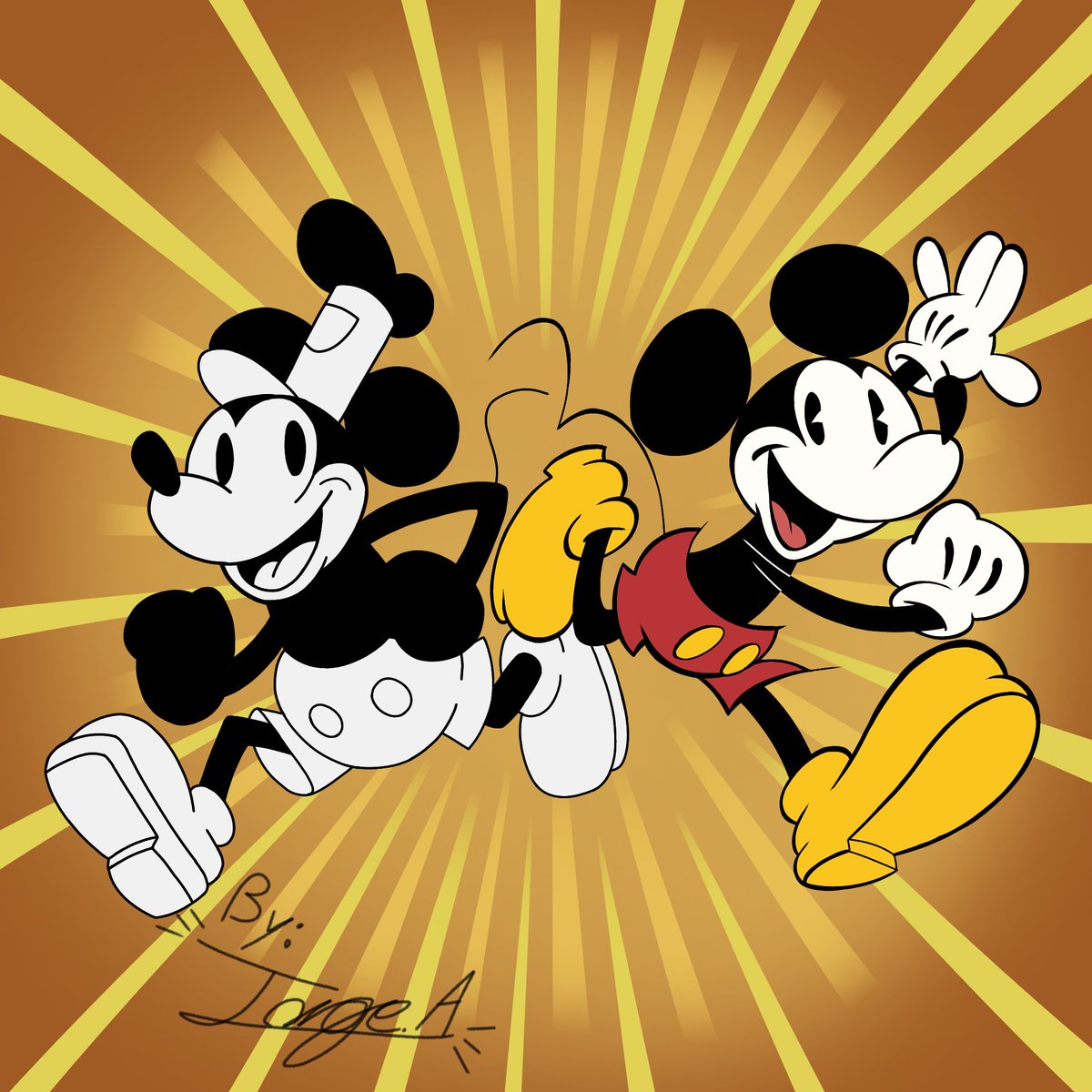 Mickey Generations 
#Disney100 #Disney #MickeyMouse #TheWonderfulWorldOfMickeyMouse #SteamboatWillie #SteamboatSilly  #SonicTheHedgehog #Fanart