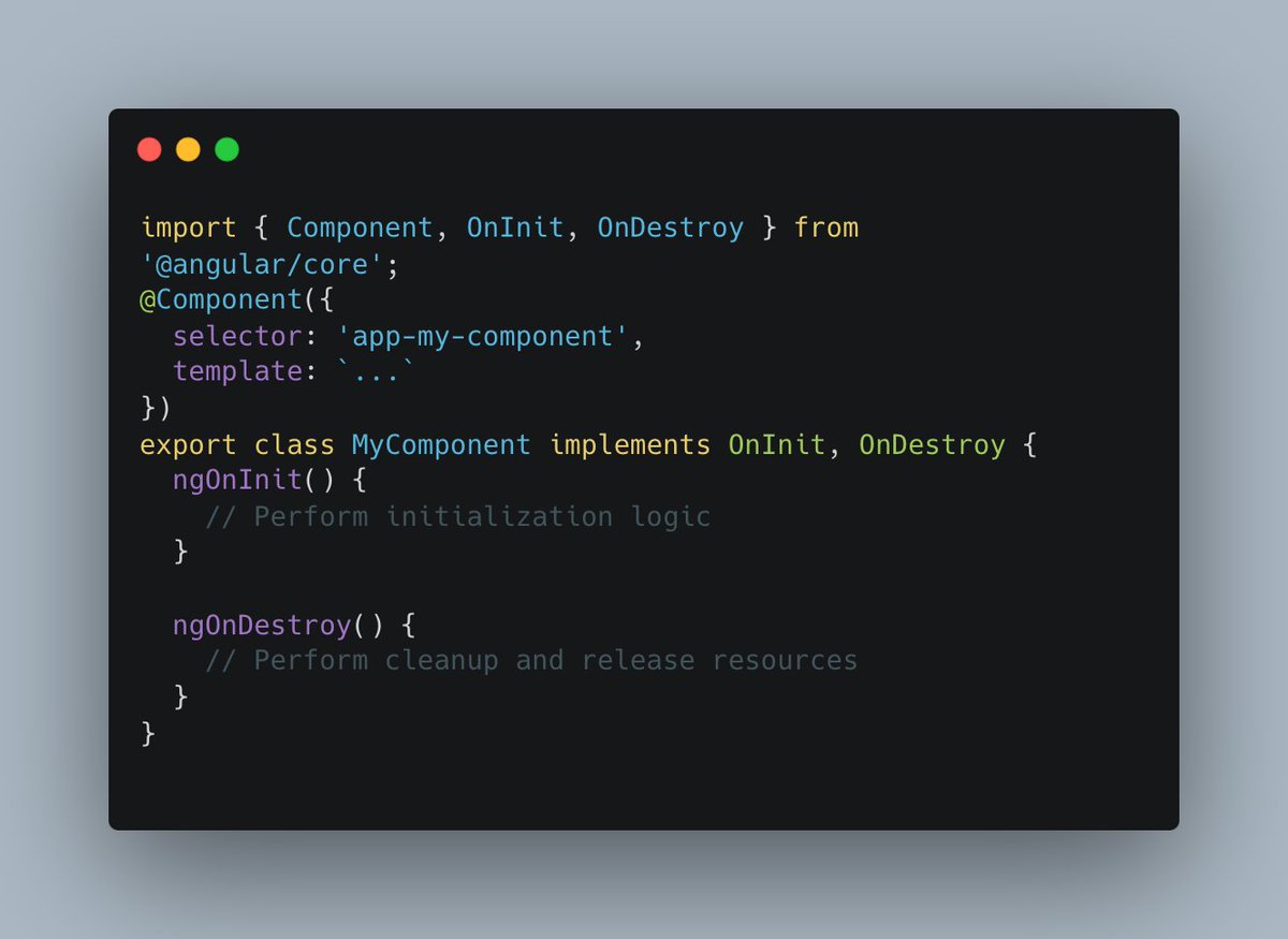 devjainik's tweet image. ๐ Angular Tip (Day 27 of 100) ๐
๐ Utilize Angular Lifecycle Hooks:
Angular provides various lifecycle hooks that allow you to tap into different stages of a component's lifecycle.
#angular #100daysofangular